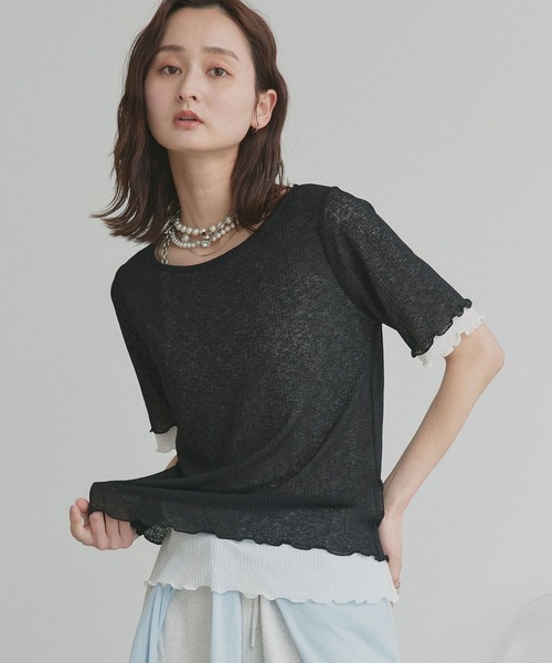 ad thie(アドティエ)の「リバーシブル シアーリブ トップス(Tシャツ/カットソー・レディース・ホワイト系/ブラック系/ライトグレー系・FREE)」の12枚目の写真