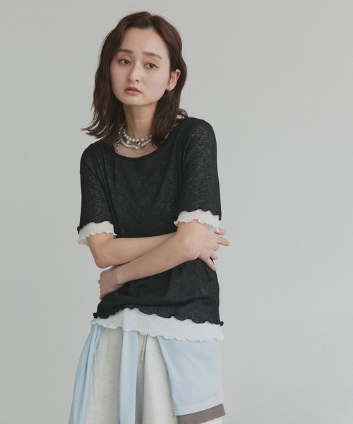 ad thie(アドティエ)の「リバーシブル シアーリブ トップス(Tシャツ/カットソー・レディース・ホワイト系/ブラック系/ライトグレー系・FREE)」の13枚目の写真
