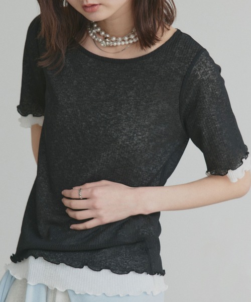 ad thie(アドティエ)の「リバーシブル シアーリブ トップス(Tシャツ/カットソー・レディース・ホワイト系/ブラック系/ライトグレー系・FREE)」の14枚目の写真