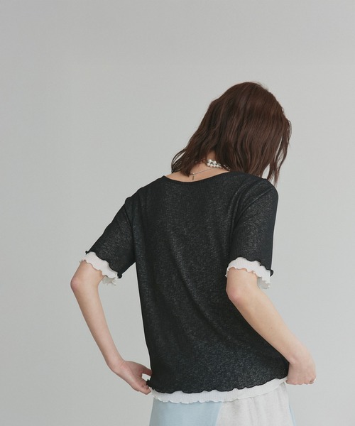 ad thie(アドティエ)の「リバーシブル シアーリブ トップス(Tシャツ/カットソー・レディース・ホワイト系/ブラック系/ライトグレー系・FREE)」の15枚目の写真