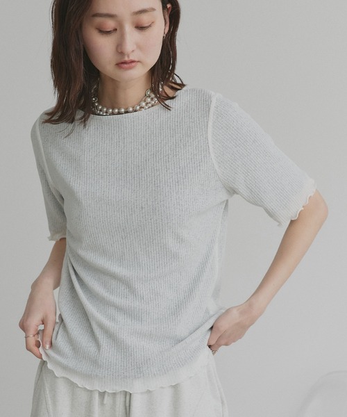 ad thie(アドティエ)の「リバーシブル シアーリブ トップス(Tシャツ/カットソー・レディース・ホワイト系/ブラック系/ライトグレー系・FREE)」の16枚目の写真