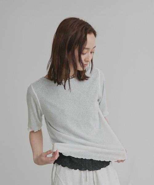 ad thie(アドティエ)の「リバーシブル シアーリブ トップス(Tシャツ/カットソー・レディース・ホワイト系/ブラック系/ライトグレー系・FREE)」の18枚目の写真