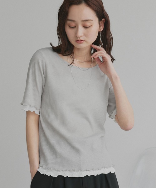 ad thie(アドティエ)の「リバーシブル シアーリブ トップス(Tシャツ/カットソー・レディース・ホワイト系/ブラック系/ライトグレー系・FREE)」の21枚目の写真