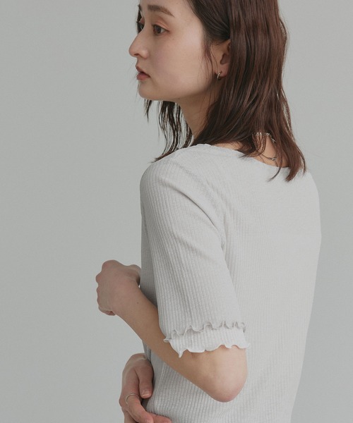 ad thie(アドティエ)の「リバーシブル シアーリブ トップス(Tシャツ/カットソー・レディース・ホワイト系/ブラック系/ライトグレー系・FREE)」の22枚目の写真