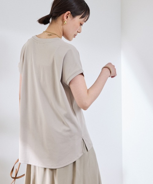 CROSS FUNCTION（クロスファンクション）の「《汗染み防止》エブ楽 天竺フレンチスリーブTシャツ【CROSS FUNCTION/クロスファンクション】（Tシャツ/カットソー・レディース・ブラック/ライトベージュ/チャコールグレー/オフホワイト・M/L/LL）」の11枚目の写真