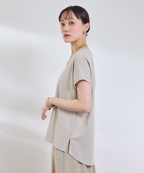 CROSS FUNCTION（クロスファンクション）の「《汗染み防止》エブ楽 天竺フレンチスリーブTシャツ【CROSS FUNCTION/クロスファンクション】（Tシャツ/カットソー・レディース・ブラック/ライトベージュ/チャコールグレー/オフホワイト・M/L/LL）」の10枚目の写真