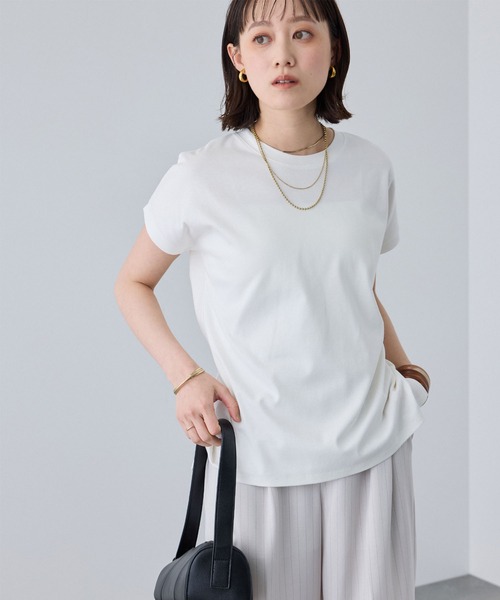 CROSS FUNCTION（クロスファンクション）の「《汗染み防止》エブ楽 天竺フレンチスリーブTシャツ【CROSS FUNCTION/クロスファンクション】（Tシャツ/カットソー・レディース・ブラック/ライトベージュ/チャコールグレー/オフホワイト・M/L/LL）」の14枚目の写真