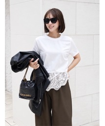 レースレイヤードドッキングTシャツ