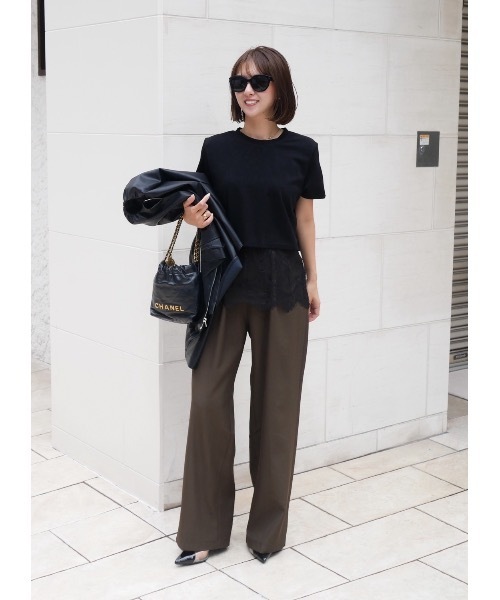 BeBeoD(べベッド)の「レースレイヤードドッキングTシャツ(Tシャツ/カットソー・レディース・ブラック/ホワイト・フリー)」の2枚目の写真