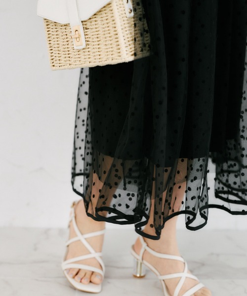 tocco closet(トッコ クローゼット)の「【ZOZO限定】チュールドットフレアスカート(スカート・レディース・ブラック/ベージュ・M)」の9枚目の写真