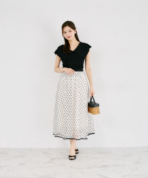 tocco closet(トッコ クローゼット)の「【ZOZO限定】チュールドットフレアスカート(スカート・レディース・ブラック/ベージュ・M)」の11枚目の写真