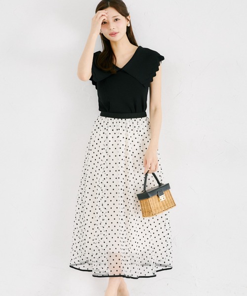 tocco closet(トッコ クローゼット)の「【ZOZO限定】チュールドットフレアスカート(スカート・レディース・ブラック/ベージュ・M)」の15枚目の写真