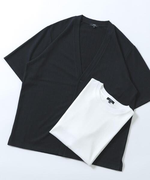 ITEMS URBANRESEARCH(アイテムズ アーバンリサーチ)の「『接触冷感』ランダムピッチ5sカーディガン+冷感Tシャツ セット(Tシャツ/カットソー・メンズ・ネイビー/ベージュ/グレー/ブラック・LARGE/MEDIUM)」の10枚目の写真