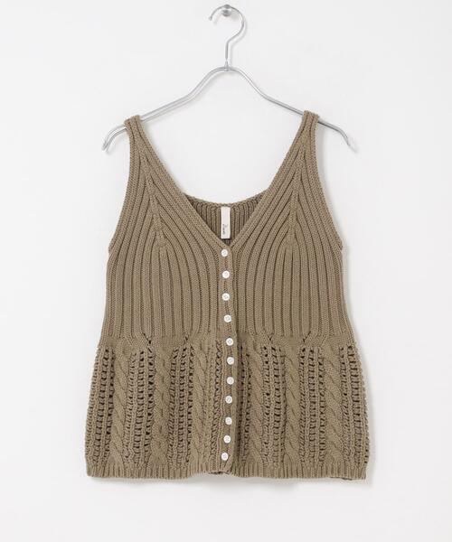 URBAN RESEARCH DOORS(アーバンリサーチドアーズ)の「Button Cotton Knit Vest(ベスト・レディース・ベージュ/ブラック・FREE)」の3枚目の写真