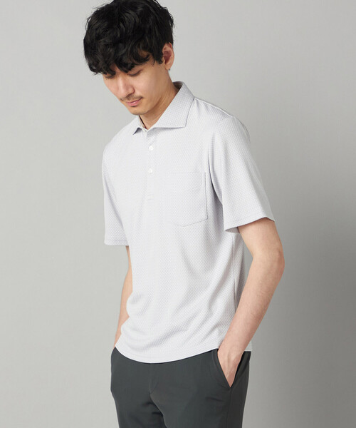 COMME CA MEN（コムサメン）の「【抗菌防臭加工】市松ジャカードジャージー ポロシャツ（ポロシャツ・メンズ・ネイビー/ライトグレー・M/L/XL）」の2枚目の写真