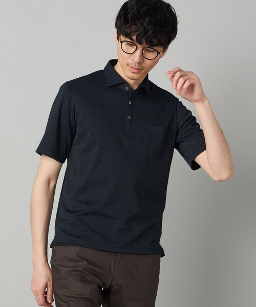 COMME CA MEN（コムサメン）の「【抗菌防臭加工】市松ジャカードジャージー ポロシャツ（ポロシャツ・メンズ・ネイビー/ライトグレー・M/L/XL）」の13枚目の写真