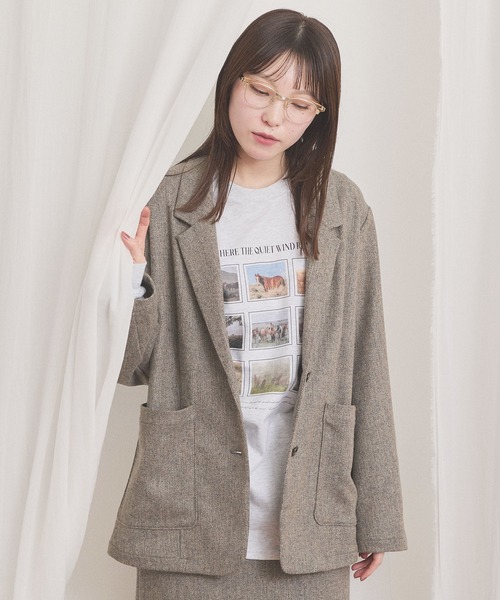 fig London(フィグロンドン)の「WOOL TWEED jacket(テーラードジャケット・レディース・チャコールグレー/グレー・FREE)」の15枚目の写真