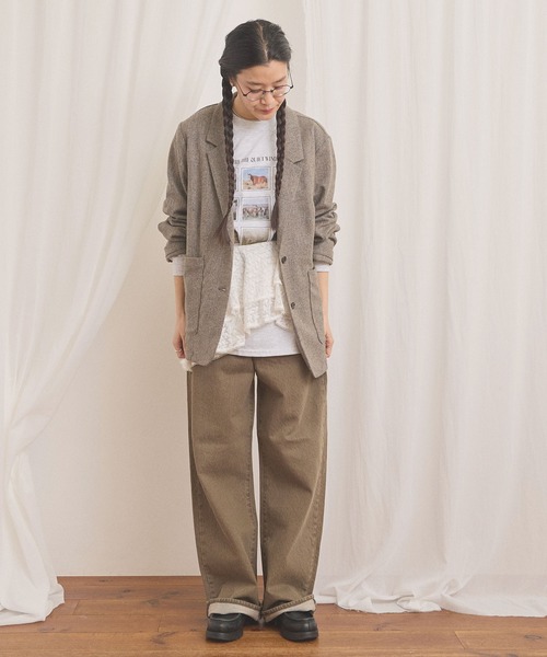 fig London(フィグロンドン)の「WOOL TWEED jacket(テーラードジャケット・レディース・チャコールグレー/グレー・FREE)」の5枚目の写真