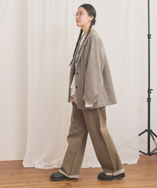 fig London(フィグロンドン)の「WOOL TWEED jacket(テーラードジャケット・レディース・チャコールグレー/グレー・FREE)」の18枚目の写真