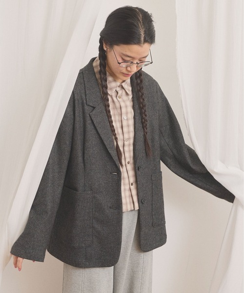fig London(フィグロンドン)の「WOOL TWEED jacket(テーラードジャケット・レディース・チャコールグレー/グレー・FREE)」の10枚目の写真