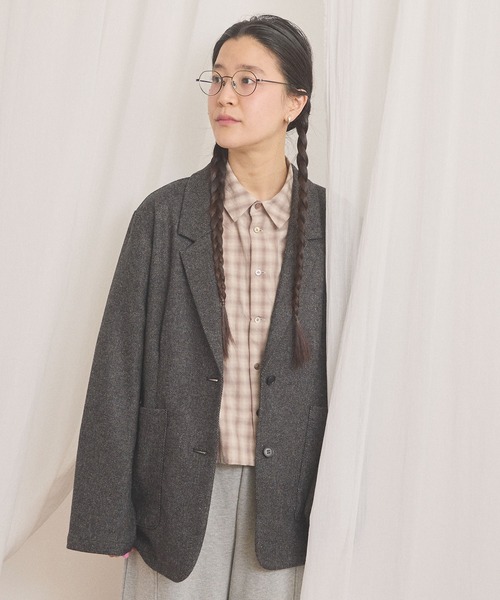 fig London(フィグロンドン)の「WOOL TWEED jacket(テーラードジャケット・レディース・チャコールグレー/グレー・FREE)」の9枚目の写真
