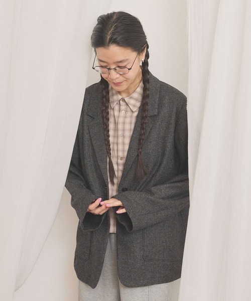 fig London(フィグロンドン)の「WOOL TWEED jacket(テーラードジャケット・レディース・チャコールグレー/グレー・FREE)」の8枚目の写真
