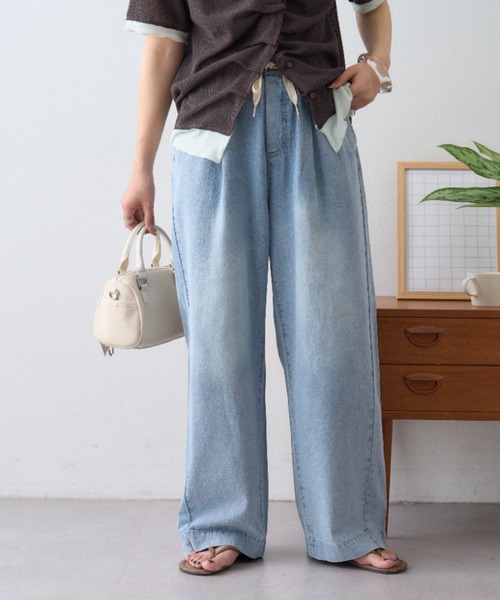 CIAOPANIC TYPY(チャオパニックティピー)の「柔らかストレートデニム(デニムパンツ・レディース・ブルー/サックスブルー・LARGE/MEDIUM/SMALL)」の2枚目の写真