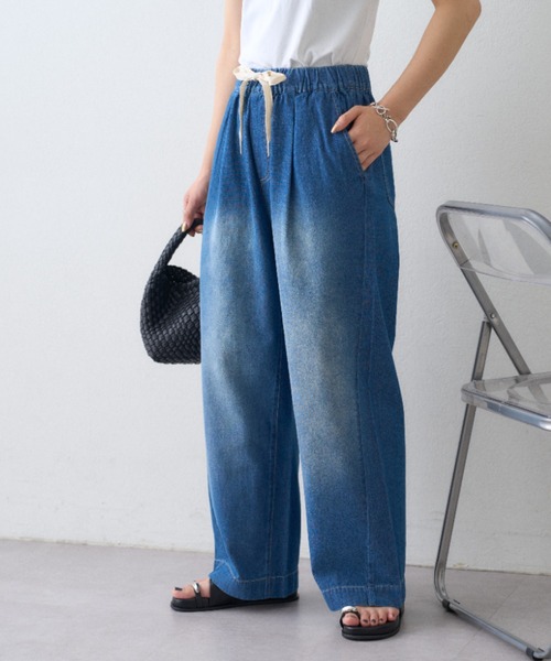 CIAOPANIC TYPY(チャオパニックティピー)の「柔らかストレートデニム(デニムパンツ・レディース・ブルー/サックスブルー・LARGE/MEDIUM/SMALL)」の1枚目の写真