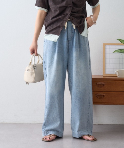 CIAOPANIC TYPY(チャオパニックティピー)の「柔らかストレートデニム(デニムパンツ・レディース・ブルー/サックスブルー・LARGE/MEDIUM/SMALL)」の3枚目の写真