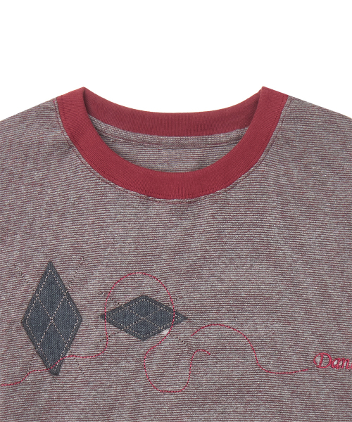 DANDEL(ダンデル)の「DD argyle applique stripe tee (RED)(Tシャツ/カットソー・レディース・その他・1)」の2枚目の写真