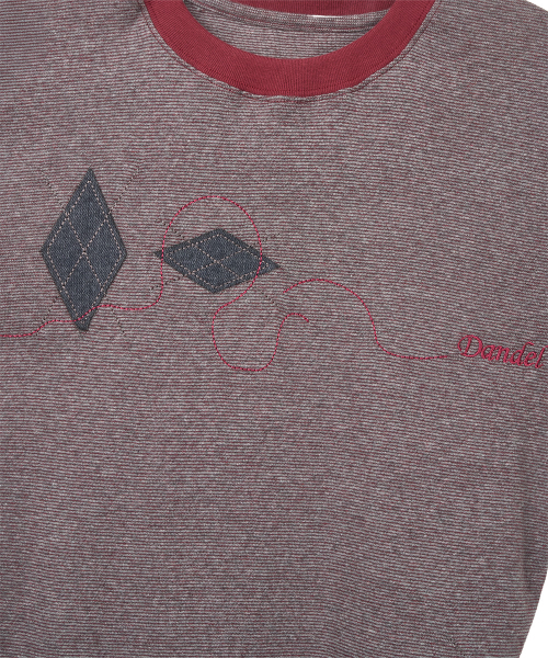 DANDEL(ダンデル)の「DD argyle applique stripe tee (RED)(Tシャツ/カットソー・レディース・その他・1)」の3枚目の写真