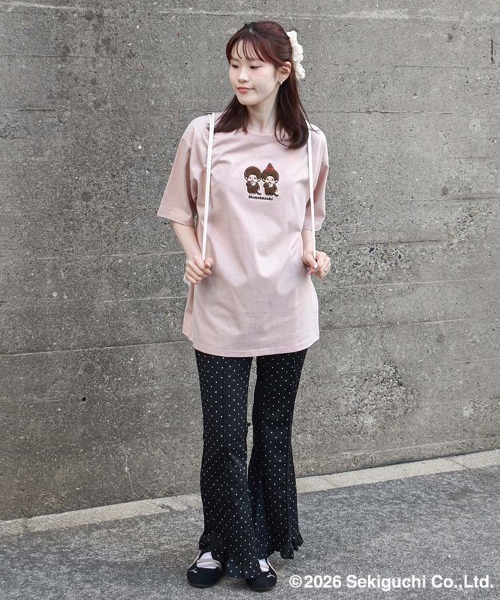 Bleu Bleuet(ブルーブルーエ)の「モンチッチ刺繍Tシャツ(Tシャツ/カットソー・レディース・ピンク/ホワイト・L/M)」の18枚目の写真
