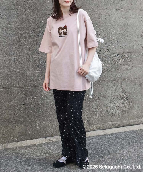 Bleu Bleuet(ブルーブルーエ)の「モンチッチ刺繍Tシャツ(Tシャツ/カットソー・レディース・ピンク/ホワイト・L/M)」の17枚目の写真