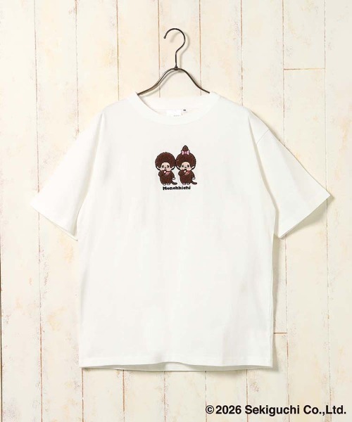 Bleu Bleuet(ブルーブルーエ)の「モンチッチ刺繍Tシャツ(Tシャツ/カットソー・レディース・ピンク/ホワイト・L/M)」の13枚目の写真