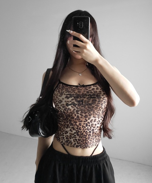 me+em select(ミームセレクト)の「【 2color 】レオパードロゴパイピングキャミソール / leopard logo piping camisole(キャミソール・レディース・ピンク/ブラック・FREE)」の22枚目の写真
