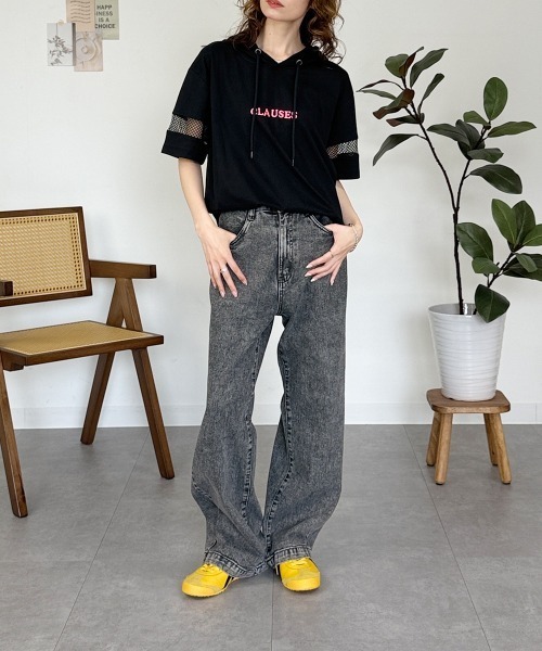 RCD(アールシーディー)の「ロゴ刺繍袖メッシュ半袖パーカー(パーカー・レディース・ブラック/オフホワイト・M)」の13枚目の写真