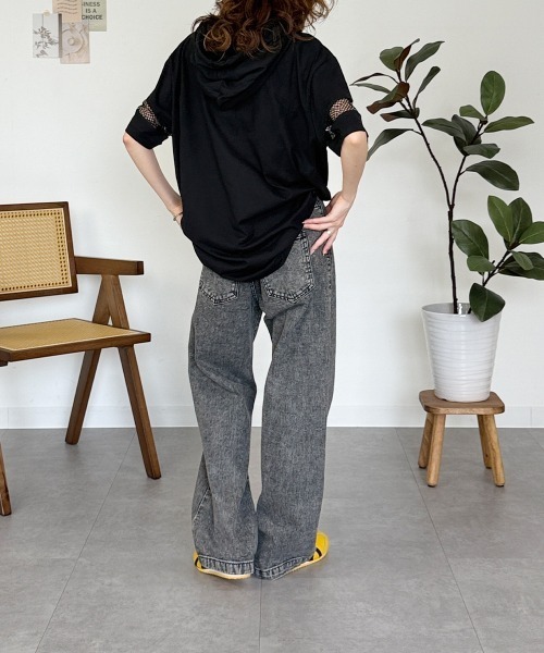 RCD(アールシーディー)の「ロゴ刺繍袖メッシュ半袖パーカー(パーカー・レディース・ブラック/オフホワイト・M)」の15枚目の写真