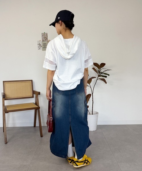 RCD(アールシーディー)の「ロゴ刺繍袖メッシュ半袖パーカー(パーカー・レディース・ブラック/オフホワイト・M)」の12枚目の写真