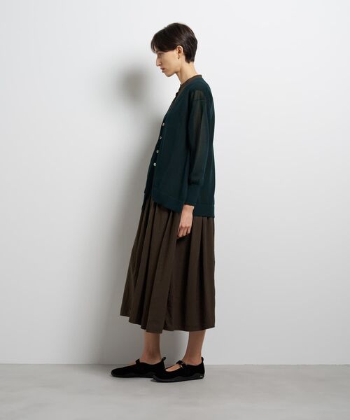 LANVIN en Bleu（ランバンオンブルー）の「シアーアシンメヘムカーディガン（カーディガン/ボレロ・レディース・ブラウン/グリーン/ブラック・38）」の5枚目の写真