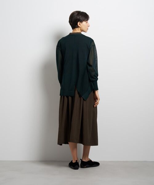 LANVIN en Bleu（ランバンオンブルー）の「シアーアシンメヘムカーディガン（カーディガン/ボレロ・レディース・ブラウン/グリーン/ブラック・38）」の6枚目の写真