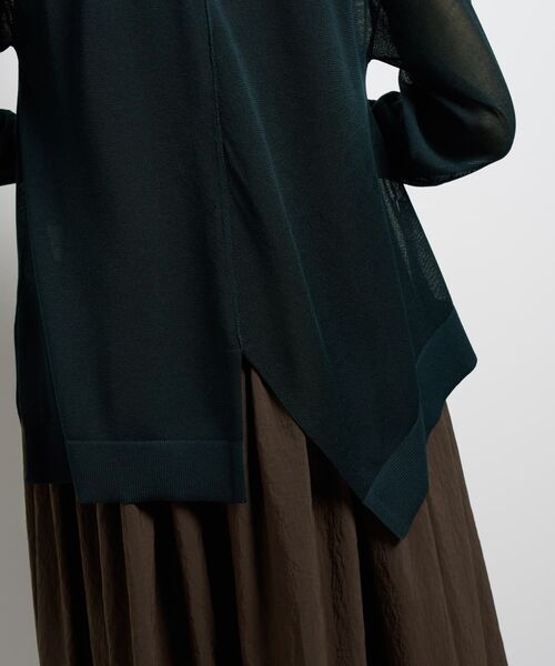LANVIN en Bleu（ランバンオンブルー）の「シアーアシンメヘムカーディガン（カーディガン/ボレロ・レディース・ブラウン/グリーン/ブラック・38）」の10枚目の写真
