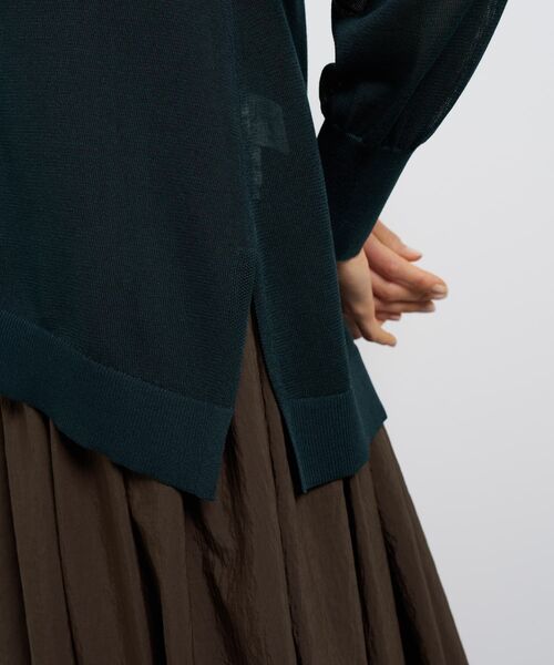 LANVIN en Bleu（ランバンオンブルー）の「シアーアシンメヘムカーディガン（カーディガン/ボレロ・レディース・ブラウン/グリーン/ブラック・38）」の13枚目の写真