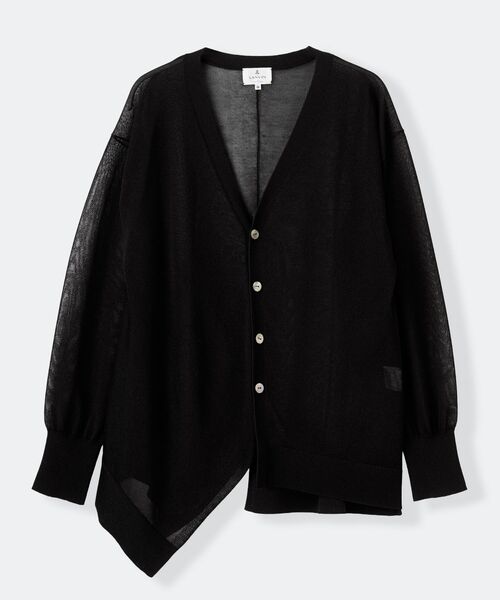 LANVIN en Bleu（ランバンオンブルー）の「シアーアシンメヘムカーディガン（カーディガン/ボレロ・レディース・ブラウン/グリーン/ブラック・38）」の18枚目の写真