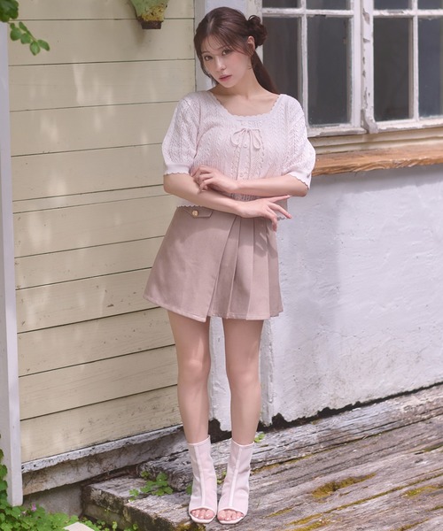 Ambre Neige(アンブルネージュ)の「openwork knitting ensemble knit / スカシガラアミアンサンブルニット(カーディガン/ボレロ・レディース・ライトピンク/アイボリー/ネイビー/レッド・FREE)」の16枚目の写真