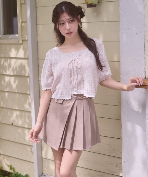 Ambre Neige(アンブルネージュ)の「openwork knitting ensemble knit / スカシガラアミアンサンブルニット(カーディガン/ボレロ・レディース・ライトピンク/アイボリー/ネイビー/レッド・FREE)」の21枚目の写真