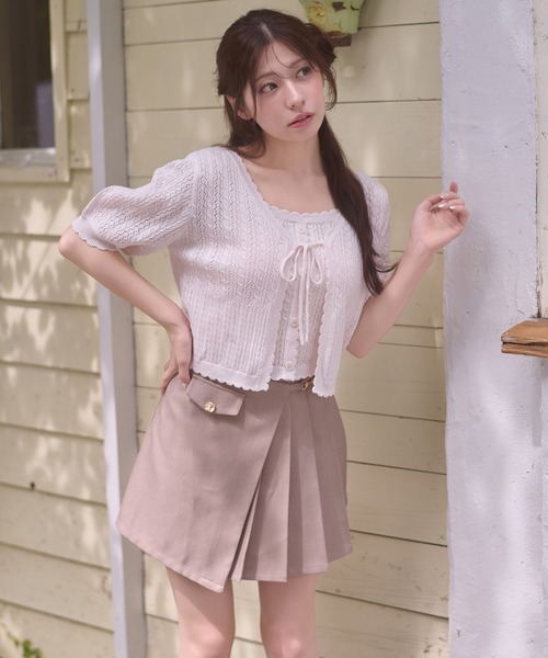 Ambre Neige(アンブルネージュ)の「openwork knitting ensemble knit / スカシガラアミアンサンブルニット(カーディガン/ボレロ・レディース・ライトピンク/アイボリー/ネイビー/レッド・FREE)」の19枚目の写真