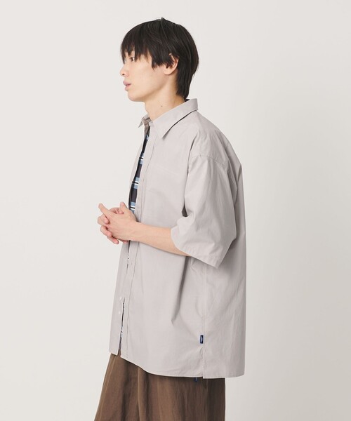 NICE WEATHER(ナイスウェザー)の「<NICE WEATHER>プレーンオーバー ショートスリーブシャツ(シャツ/ブラウス・メンズ・ライトグレー/ネイビー・S/M/L)」の3枚目の写真