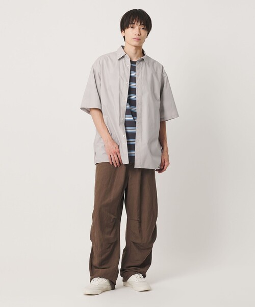 NICE WEATHER(ナイスウェザー)の「<NICE WEATHER>プレーンオーバー ショートスリーブシャツ(シャツ/ブラウス・メンズ・ライトグレー/ネイビー・S/M/L)」の6枚目の写真