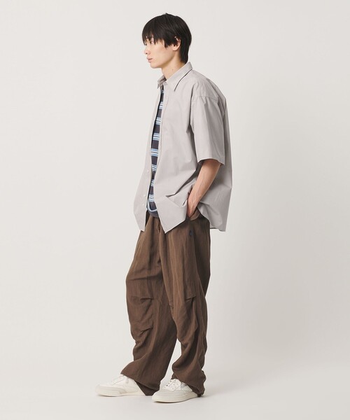 NICE WEATHER(ナイスウェザー)の「<NICE WEATHER>プレーンオーバー ショートスリーブシャツ(シャツ/ブラウス・メンズ・ライトグレー/ネイビー・S/M/L)」の7枚目の写真