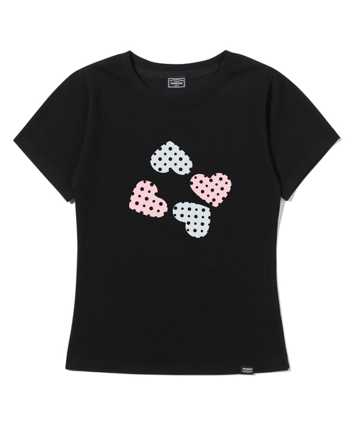 PEID(ペイド)の「PD ポルカドットハートスリムフィット半袖Tシャツブラック(Tシャツ/カットソー・レディース・ブラック・1/2/3)」の1枚目の写真